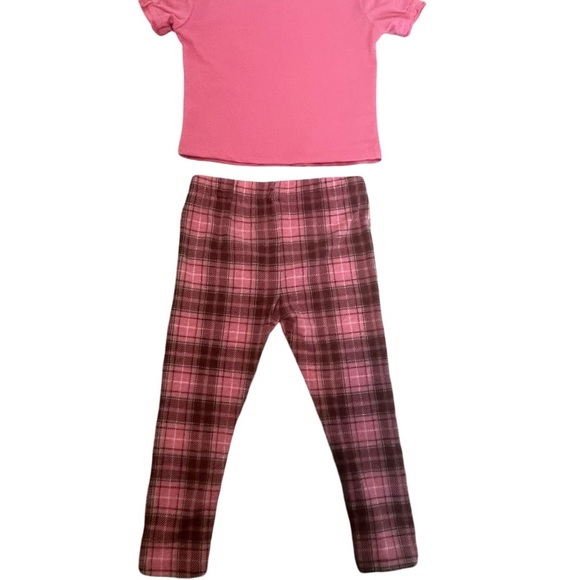 Btween Girl’s Pink and Brown Heart Top w/ Plaid pants Matching Set. Size: 3T. - Picture 6 of 6